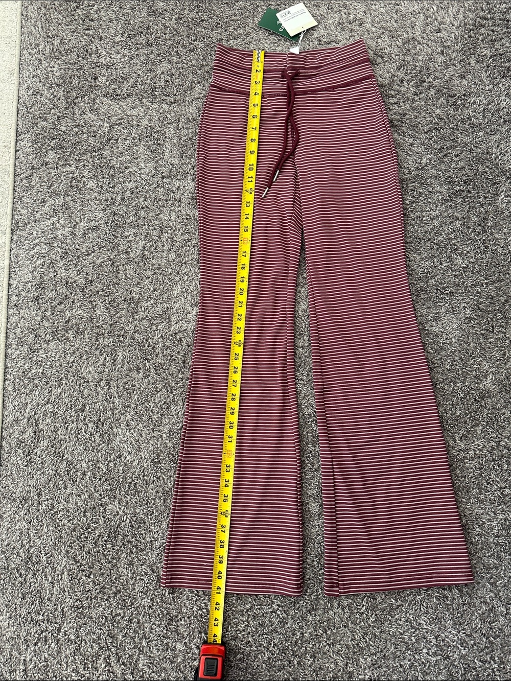 HALARA Striped High-Waist Flare Pants in Burgundy & White - Picture 4 of 4